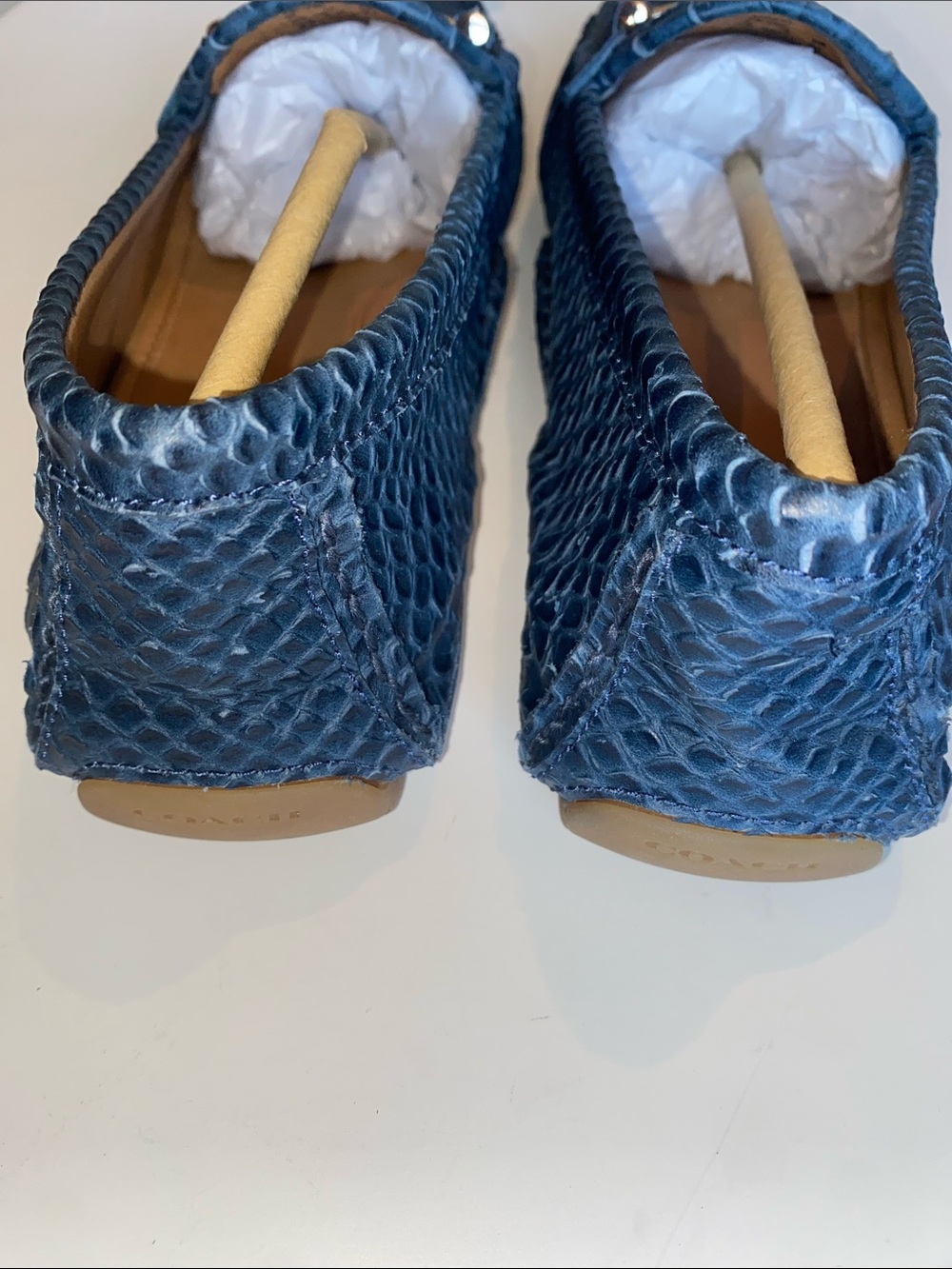 NIB Coach Marley Loafers in Bright Marine Croco Leather Size 8.5 - Picture 6 of 11